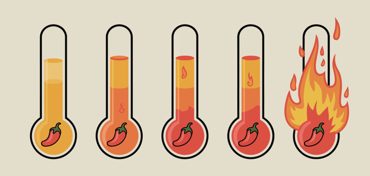 Spicy food level indicator with chili peppers