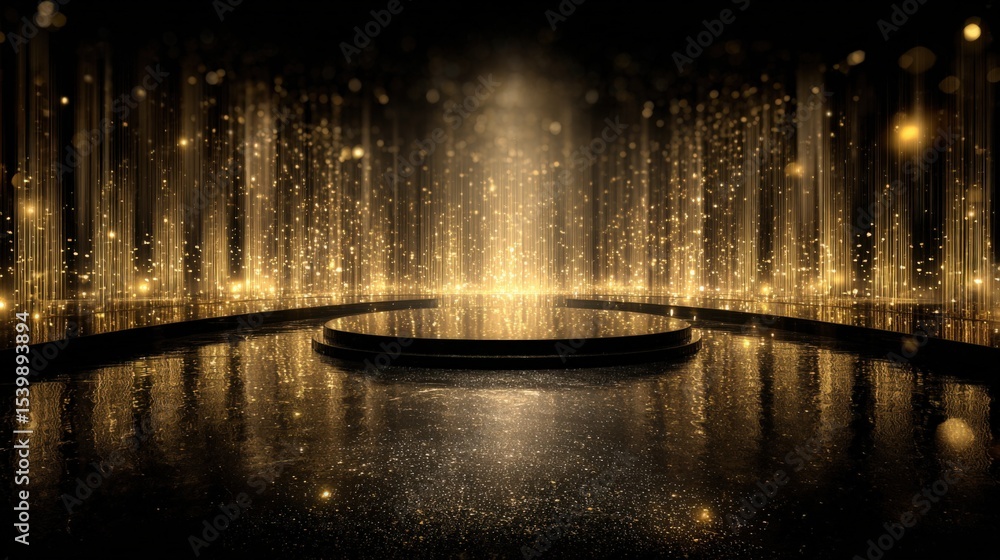 Poster stunning golden light beams and reflections creating a magical sparkling stage