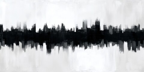 Abstract black and white skyline silhouette with watercolor texture perfect for cityscape backgrounds