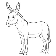 Donkey animal sketch stands quietly on open ground. Farm animal concept