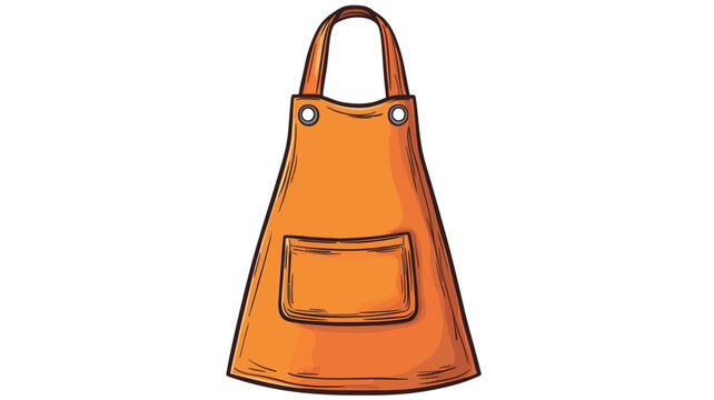 A digital illustration of an orange apron with a single pocket. The apron is depicted in a hand-drawn style with visible lines and shading. The apron has a simple design with visible straps 