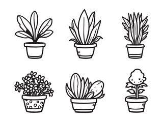 minimalist artificial plant vector outline drawing concept art