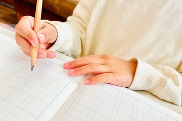 自宅学習する勉強中の子ども
