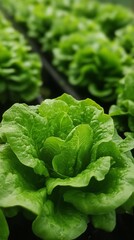 Green lettuce sprouts against other vegetables, good for healthy eating and cooking articles.