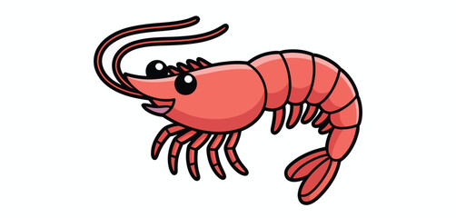 Cute cartoon shrimp illustration for kids
