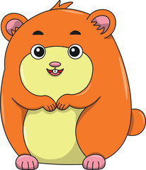 Cute hamster cartoon. Flat vector illustration. Wild life animals. Cute animal on white background