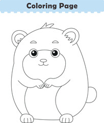 Funny cartoon hamster. Coloring pages. Vector illustration