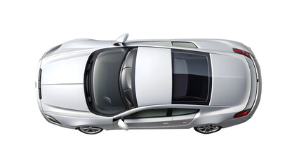 Car Top View Isolated on Pure White Background


