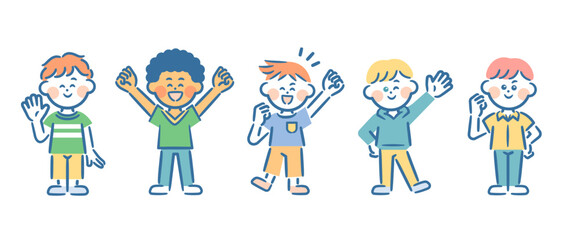 Set of 5 boys in various fashion styles