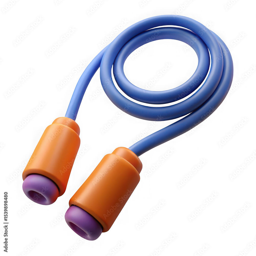 Poster 3d render of a colorful jump rope isolated on transparent background
