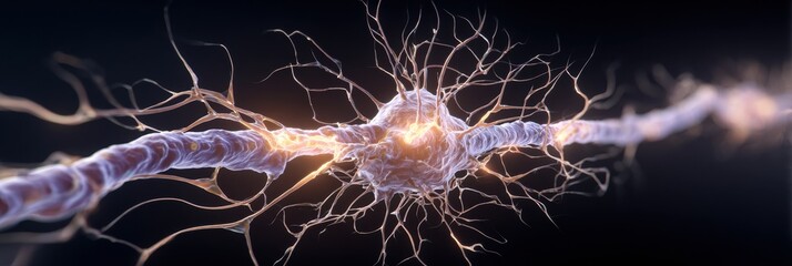 Nervous System Illustration Illuminated Under Pressure in a Neutral Right Side Context Showcasing Intricate Neural Networks