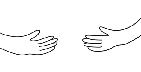 Hand drawn illustration of hugging hands.doodle hand drawn icon.