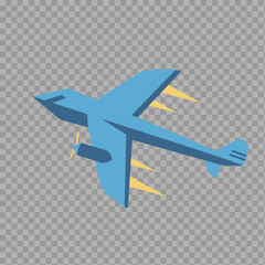 Retro Blue Jet Fighter Illustration &ndash; Vintage Aircraft with Yellow Contrails

