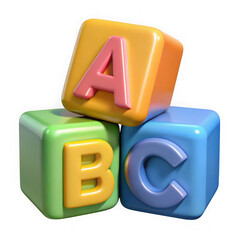Colorful abc blocks stacked together isolated on transparent background
