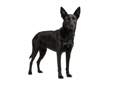 Black dog breed portrait isolated on transparent background