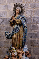 Santa Maria la Mayor’s basilica, Morella, Spain. Virgin Mary statue