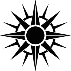 Obraz premium A futuristic minimal sun symbol with radiating black geometric rays forming a perfect symmetrical design