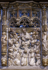 Saint Thecla’s cathedral, Tarragona, Spain. Detail of the high altarpiece, Catalan gothic, Pere...