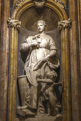 Saint Thecla&rsquo;s cathedral, Tarragona, Spain. Chapel of Saint Thecla, patron saint of Tarragona. Cardinal virtue