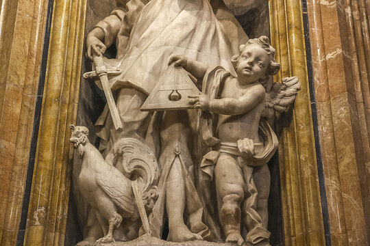 Saint Thecla&rsquo;s cathedral, Tarragona, Spain. Chapel of Saint Thecla, patron saint of Tarragona. Cardinal virtue : Justice