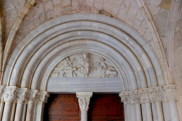 Naklejka premium Saint Thecla’s cathedral, Tarragona, Spain. Door to the cloisters
