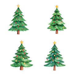 Set of Christmas tree, Christmas, festive, PNG format