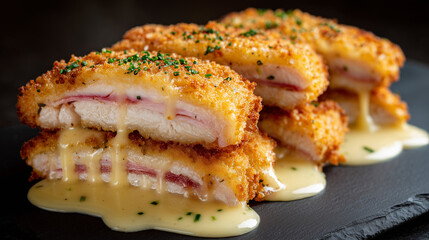 Crispy Chicken Cordon Bleu with Cheese Sauce