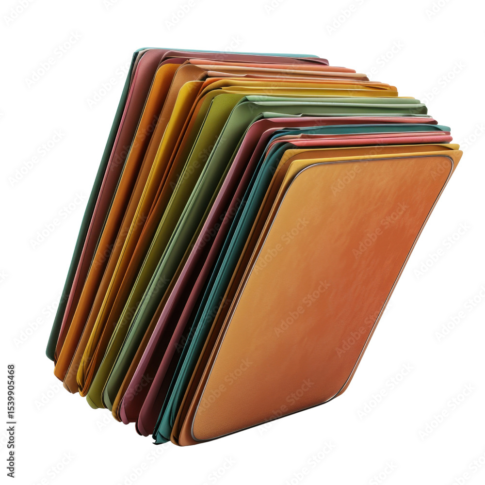 Poster colorful file folders stacked together, showcasing vibrant array of hues. these folders are perfect 