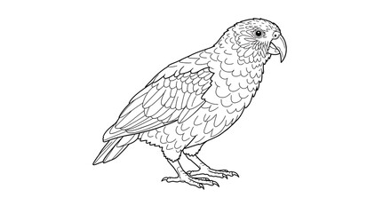 Fototapeta premium Minimalist Line Art Illustration of a Kakapo Parrot A Feathered Friend