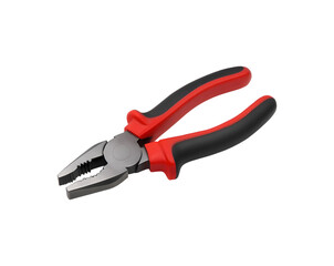 Red and black pliers isolated on transparent background
