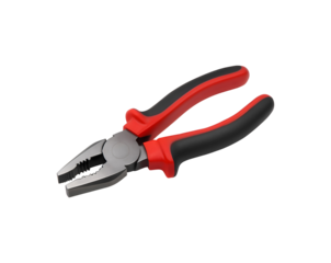 Red and black pliers isolated on transparent background