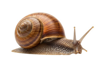 Brown garden snail isolated on transparent background