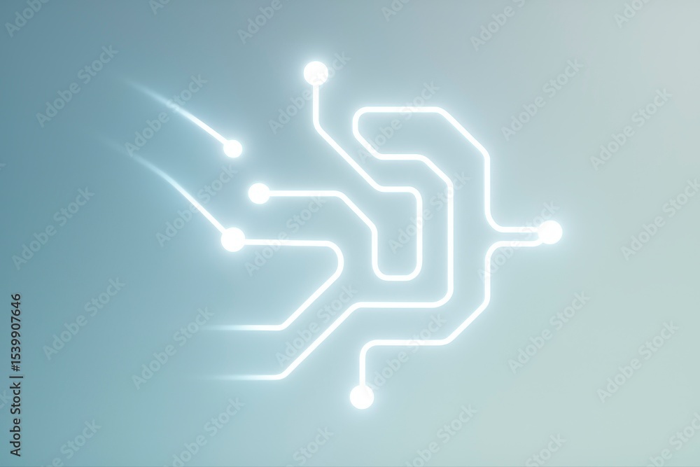 Poster glowing circuit board pattern on a light blue gradient background art