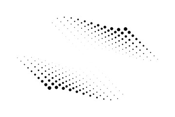 Halftone Vector Dots Curved Gradient Pattern Backgrounds Set. Curve Dotted Spots using Halftone Circle Dot Texture. Vector Shape Half Tone. Abstract Logo Design Element.