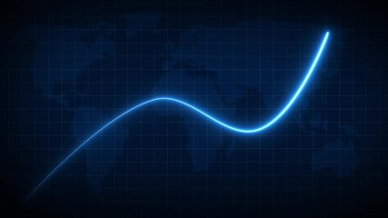 Global business growth neon glowing line and world map background animation 4k. Business, economy, financial services Abstract concept of global economy, financial technology, and data-driven markets - Powered by Adobe