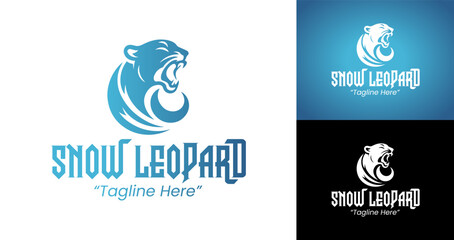 Elegant Snow Leopard Logo Design with Majestic Color and Bold Lines © radjarz