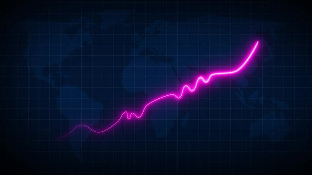 abstract neon cyan and pink graph cart arrow icon animation, on black background, and 4k video.