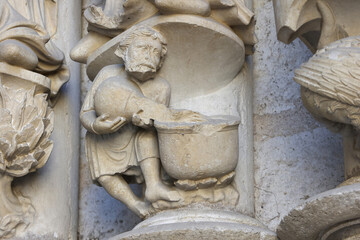 Notre Dame catholic cathedral, Chartres, France.North gate, 13th century. relief