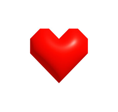 Pixel Style Red Heart Icon for Valentines Day, gamer love message, Minecraft sticker, geek greeting card, digital chat, blocky emoji, retro-style romance and fun couple gift. Vector Illustration