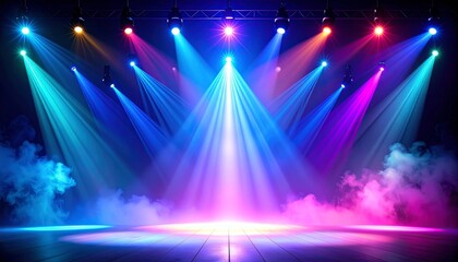 Colorful Stage Lighting with Smoke Effect, Concert Lighting, Stage Design