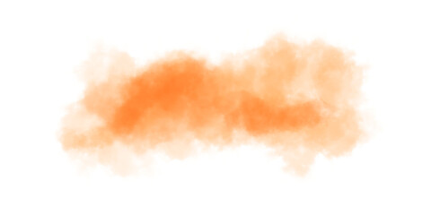 Orange watercolor cloud on white background, abstract artistic element for design, template, background or banner
