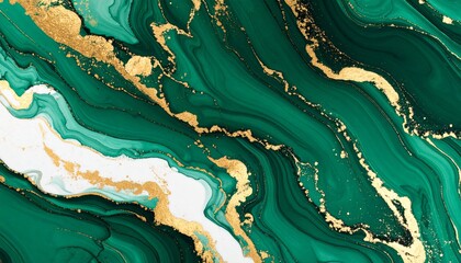 Emerald Green and Gold Liquid Marble Abstract Art, Fluid Art, Alcohol Ink Fluid Painting, Alcohol Ink Art