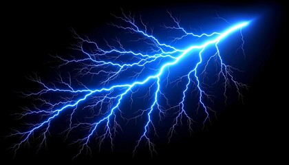 Glowing Blue Lightning Bolt, Electrical Discharge Image, Energy, Storm, electricity