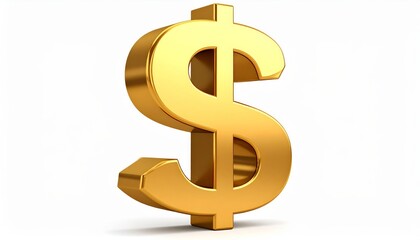 Golden Dollar Sign 3D Render, Currency Symbol, Finance Finance, Investment