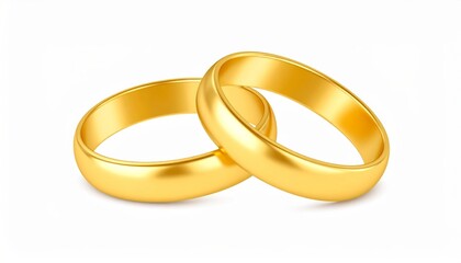 Golden Wedding Bands 3D Render, Marriage Symbol, Gold Rings Wedding, Anniversary