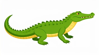 Green Cartoon Crocodile Illustration, Reptile, Animal Clipart, Crocodile Clipart