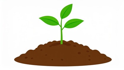Green Sprout Emerging from Soil, Plant Growth Illustration, Seedling, Growing Plant Growth, Sprout