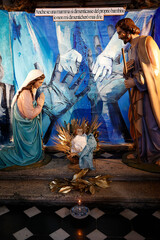 Nativity scene in Santa Maria dei miracoli church, Rome, Italy.