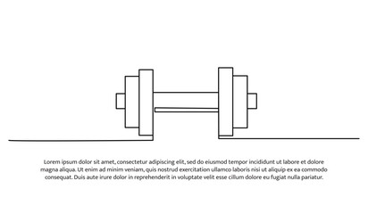 One line barbell can use for gym. Abstract minimal continuous line.