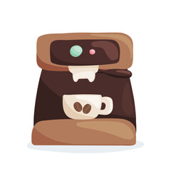 Vector illustration of a brown coffee machine with a cup. Suitable for menus, packaging, logos, coffee shop design and promotional materials